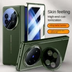 Leather With Privacy Screen Tempered Glass Protector Case For VIVO X Fold 5 x Fold5 Spring Hinged Camera Holder Cover 6
