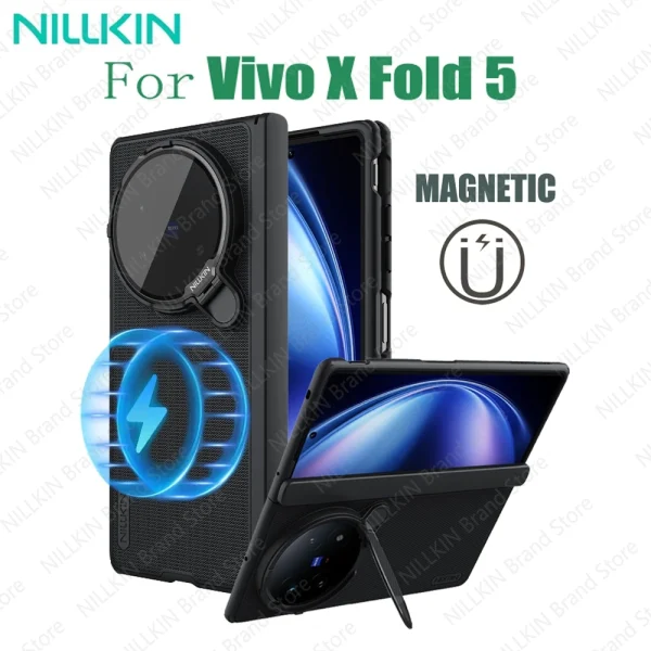 For Vivo X Fold 5 MagSafe Case NILLKIN Frosted Shield Prop Magnetic Case Shockproof With Phone Holder Camera Cover For X Fold5 1
