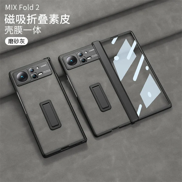 Magnetic Hinge Frosted Leather Stand Case For Xiaomi Mi Mix Fold 2 Fold2 5G Case with Glass Protective Holder Shockproof Cover 11