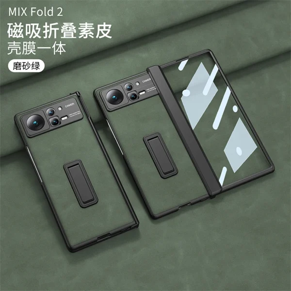 Magnetic Hinge Frosted Leather Stand Case For Xiaomi Mi Mix Fold 2 Fold2 5G Case with Glass Protective Holder Shockproof Cover 12