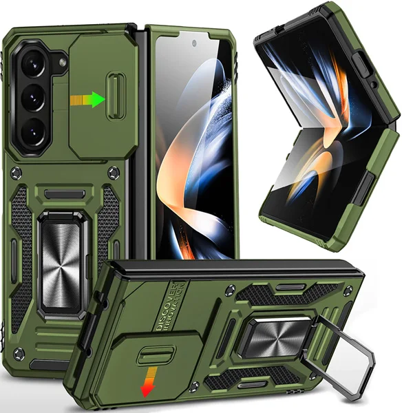 Shockproof Case for Samsung Z Fold 5 6 Magnetic Ring Holder Stand Back Slide Lens Cover for Galaxy ZFold Fold6 ZFold5 Fold5 5G 8
