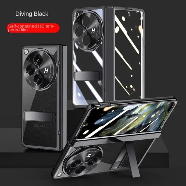 Transparent Privacy Screen Tempered Glass Protector Case For OnePlus Open 1 + Open Fold All-inclusive Spring Hinged Holder Cover 7