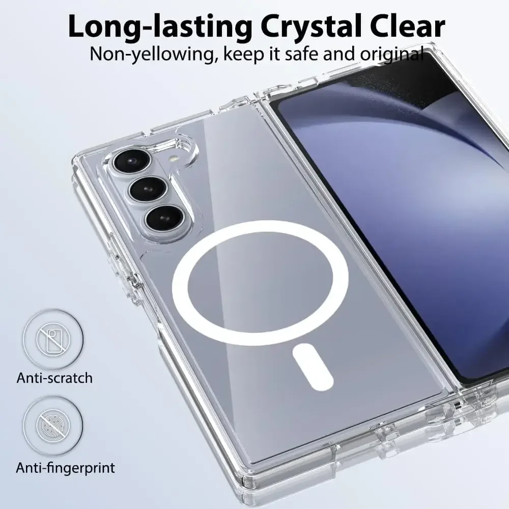 Magnetic Phone Case For Samsung Galaxy Z Fold 6 7 Clear Shockproof Cover Wireless Charging for Magsafe Shell For Z Fold7 Fold6 2