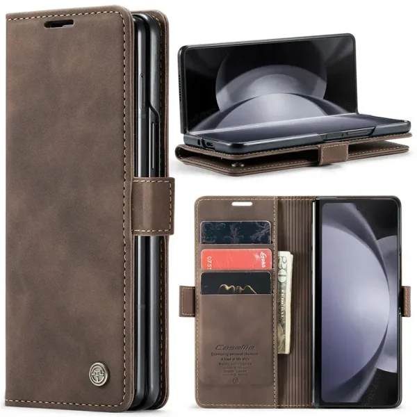 Retor Leather Wallet Case Anti-Drop Flip Case for Samsung Galaxy Z Fold 7 6 5 4 Fold6 Shockproof Phone Cover Cards Holder Bumper 10