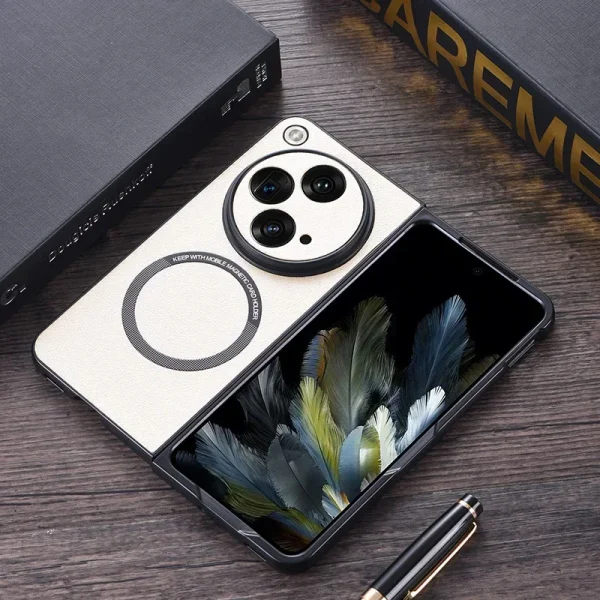 Funda For OPPO Find N3 Case Magnetic PU Leather + TPU Protective Back Wireless Charging Cover for OnePlus Open 9