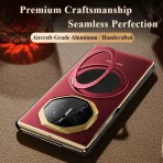 Oatsbasf Magnetic Leather & Metal for Huawei Mate XT Ultimate Phone Case with 360° Rotatable Ring Stand Shockproof Full Cover 3