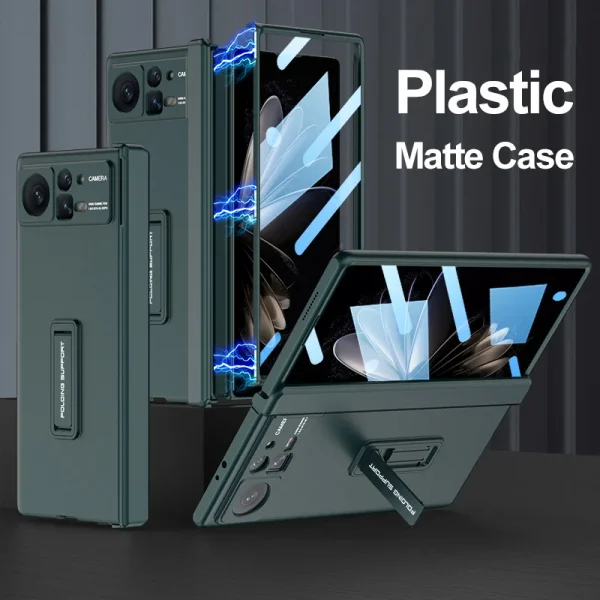 Magnetic Hinge Frosted Leather Stand Case For Xiaomi Mi Mix Fold 2 Fold2 5G Case with Glass Protective Holder Shockproof Cover 8