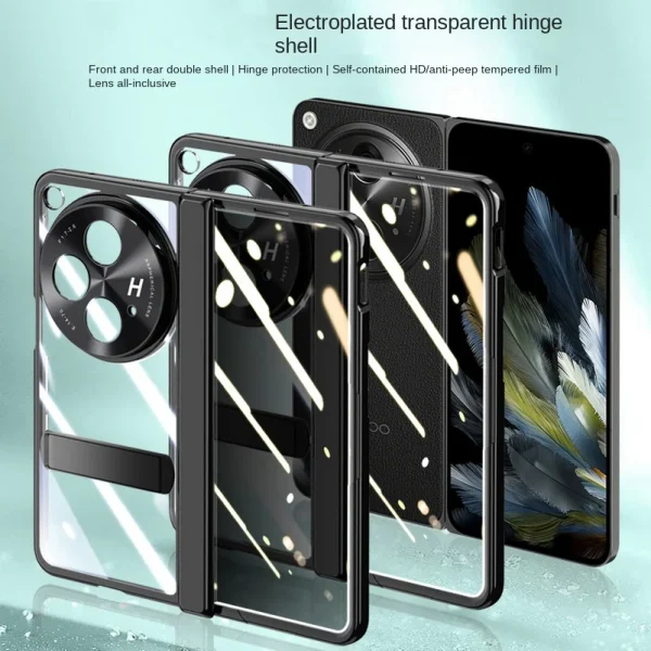 Transparent Privacy Screen Tempered Glass Protector Case For OnePlus Open 1 + Open Fold All-inclusive Spring Hinged Holder Cover 1