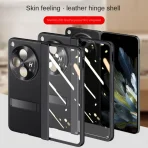 With Spring Hinged Privacy Screen Tempered Glass Protector Case For OnePlus Open 1 + Open All-inclusive PU Leather Holder Cover 2