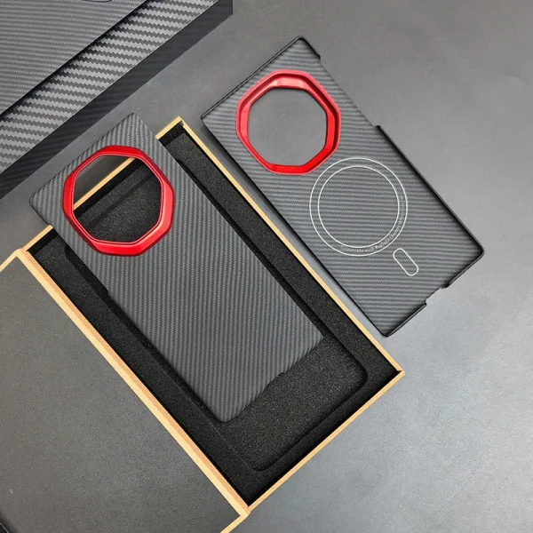 Original Carbon Fiber Phone Case for Huawei Mate XT Luxury Ultra-thin 600D Aramid Fiber Magnetic Metal Lens Guard Phone Cover 5