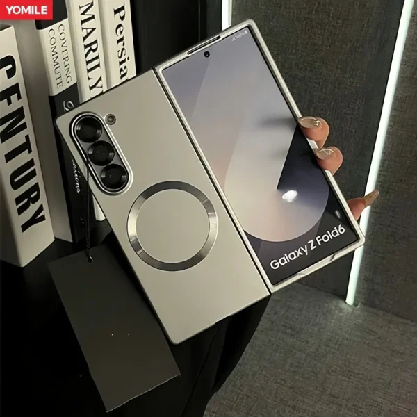 For Magsafe Metal Paint Plating Magnetic Frosted Case For Samsung Z Fold 7 6 5 4 3 ZFlip 7 6 5 4 3 Wireless Charge Slim PC Cover 1