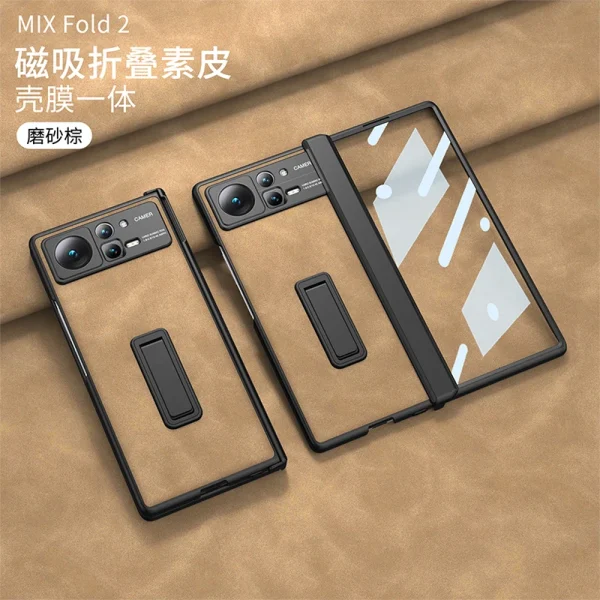 Magnetic Hinge Frosted Leather Stand Case For Xiaomi Mi Mix Fold 2 Fold2 5G Case with Glass Protective Holder Shockproof Cover 10
