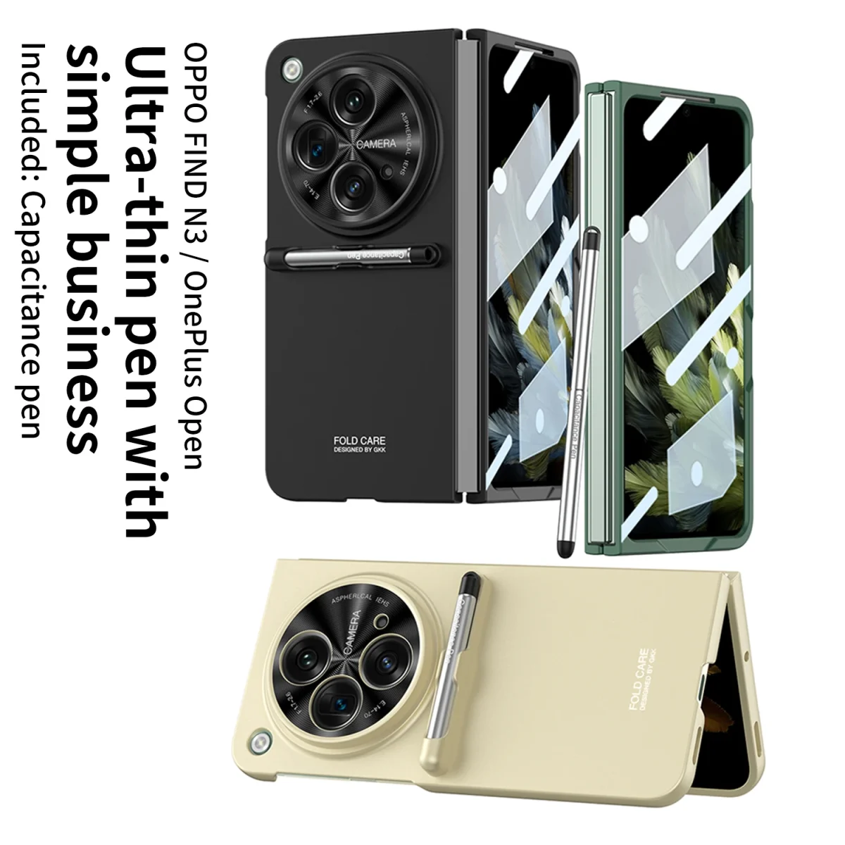 With Pen For Oneplus Open Case Matte Hard Glass Film Screen Protection OPPO Find N3 Cover 3