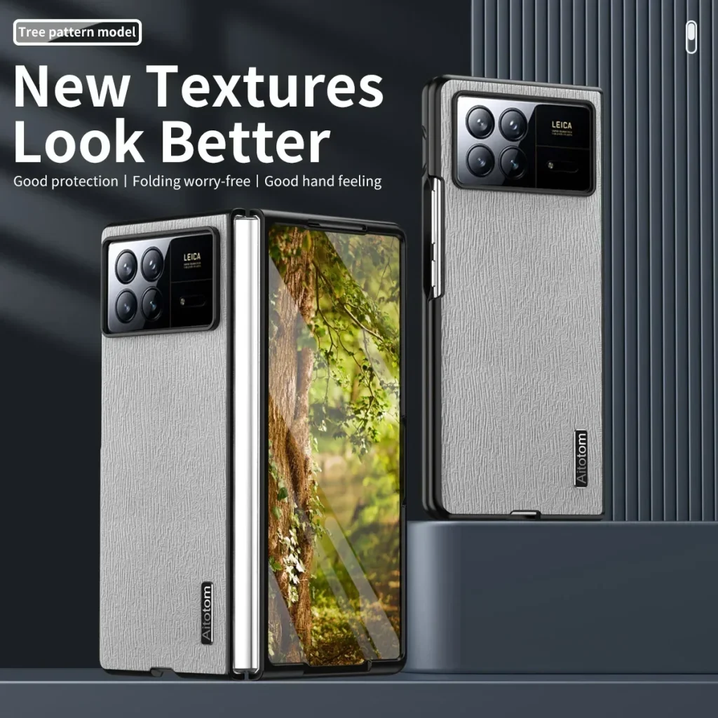 Luxury Leather Frosted Tree Pattern Phone Case for Xiaomi Mix Fold 3 Fold 2 Fold 4G 5G Cute Hard PC Frame Folding Cover 1