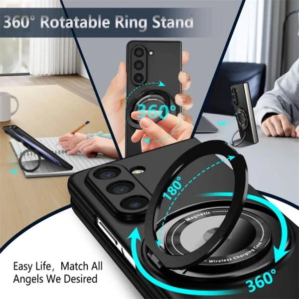 360° Magnetic Ring Kickstand Case for Magsafe Samsung Galaxy Z Fold 6 5 4 3 ZFold Fold6 Fold5 Fold4 5G Macsafe Holder Hard Cover 2