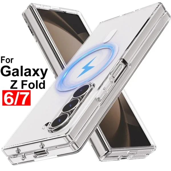 Magnetic Phone Case For Samsung Galaxy Z Fold 6 7 Clear Shockproof Cover Wireless Charging for Magsafe Shell For Z Fold7 Fold6 1