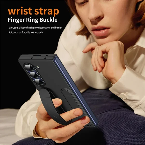 Luxury Wristband Invisible Bracket Case for Samsung Galaxy Z Fold 6 5 4 3 7 fold6 Hand Wrist Strap Folding Stand Silicone Cover 2