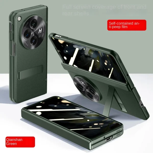 With Spring Hinged Privacy Screen Tempered Glass Protector Case For OnePlus Open 1 + Open All-inclusive PU Leather Holder Cover 13