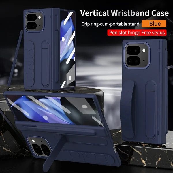For Google Pixel 9 Pro Fold Swivel 180° Folding Wristband * Stand * Hinge 3-in-1 Full Lens Protection Drop Resistant Phone Case 15