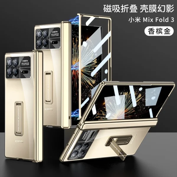 Luxury Plating Transparent Case For Xiaomi Mi Mix Fold 3 2 Fold3 Magnetic Hinge Case with Screen Glass Protective Holder Cover 7