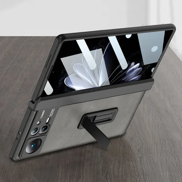 Magnetic Hinge Frosted Leather Stand Case For Xiaomi Mi Mix Fold 2 Fold2 5G Case with Glass Protective Holder Shockproof Cover 1
