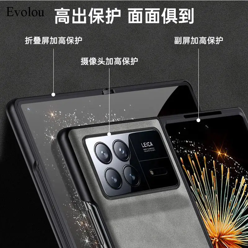 For Xiaomi Mix Fold 3 Sheepskin Leather Magnetic Ring Stand Holder Phone Case For Xiaomi Mix Fold4 2 Matte Lens Protection Cover 2