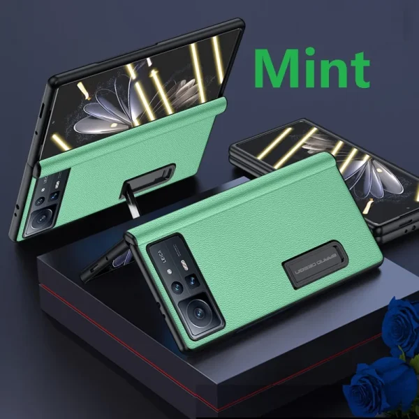 Genuine Leather For Xiaomi Mix Fold 2 Case Magnetic Bracket Hinge Protective Film Screen Cover 19