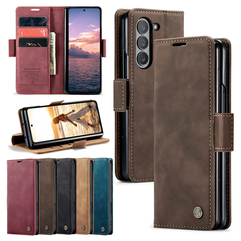 Retor Leather Wallet Case Anti-Drop Flip Case for Samsung Galaxy Z Fold 7 6 5 4 Fold6 Shockproof Phone Cover Cards Holder Bumper 1