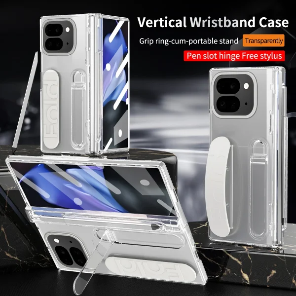 For Google Pixel 9 Pro Fold Swivel 180° Folding Wristband * Stand * Hinge 3-in-1 Full Lens Protection Drop Resistant Phone Case 18
