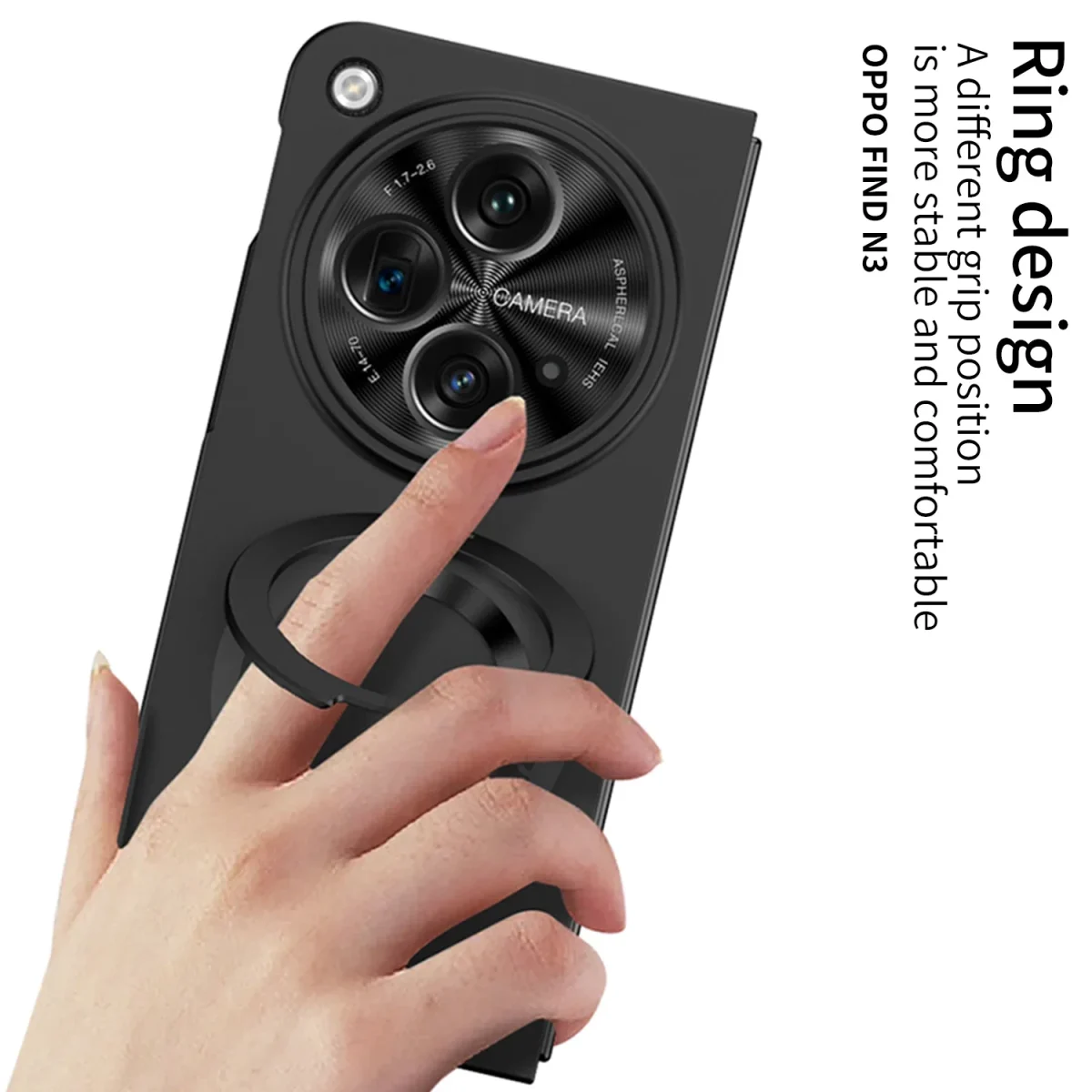 For OnePlus Open Case Ultra Thin Matte Magnetic Ring Bracket Wireless Charging With Tempered Film Folding Shockproof Hard Cover 5