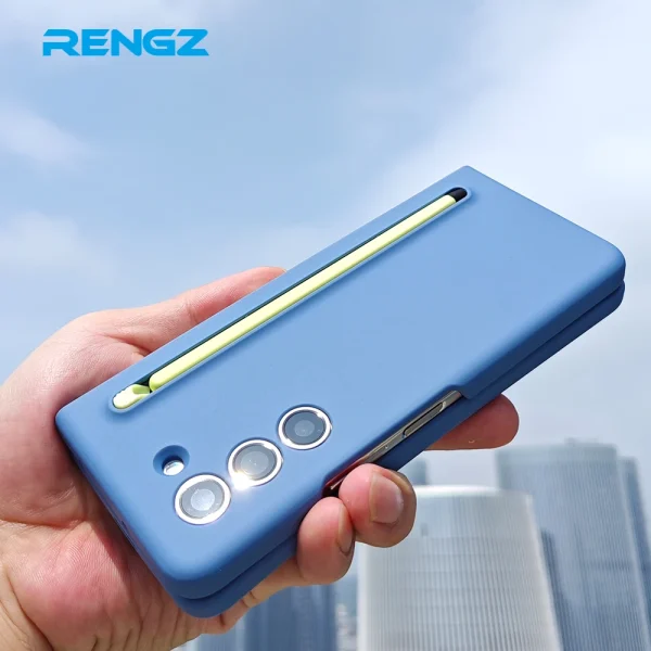RENGZ With S Pen Silicone Case For Smasung Galaxy Z Fold 7 6 5 4 Pen Slot Shockproof Hard PC Fold5 Fold6 Fold7 Protection Cover 1