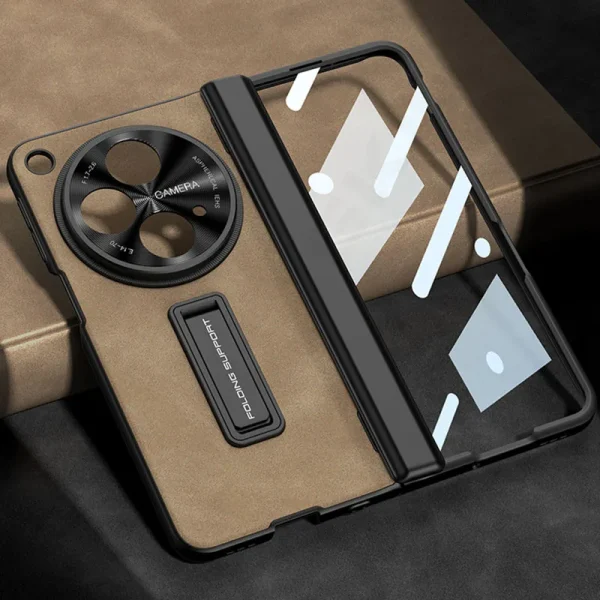 Magnetic Hinge PU Leather Case For Oneplus Open With Front Glass 360 All-included Protective Stand Cover For Oneplus Open Case 1