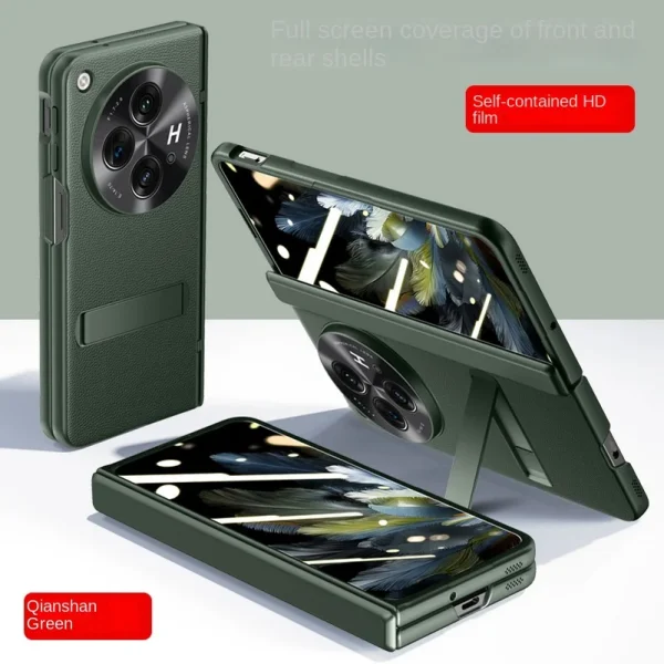 With Spring Hinged Privacy Screen Tempered Glass Protector Case For OnePlus Open 1 + Open All-inclusive PU Leather Holder Cover 10
