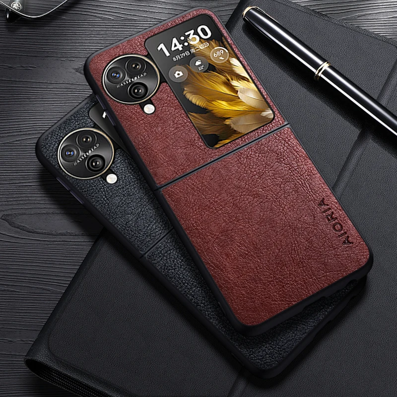 Case For Oppo Find N3 Flip Find N2 Flip Simple Design Luxury Leather Business Cover For Oneplus Open Case 1