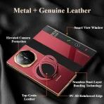 Oatsbasf Magnetic Leather & Metal for Huawei Mate XT Ultimate Phone Case with 360° Rotatable Ring Stand Shockproof Full Cover 5