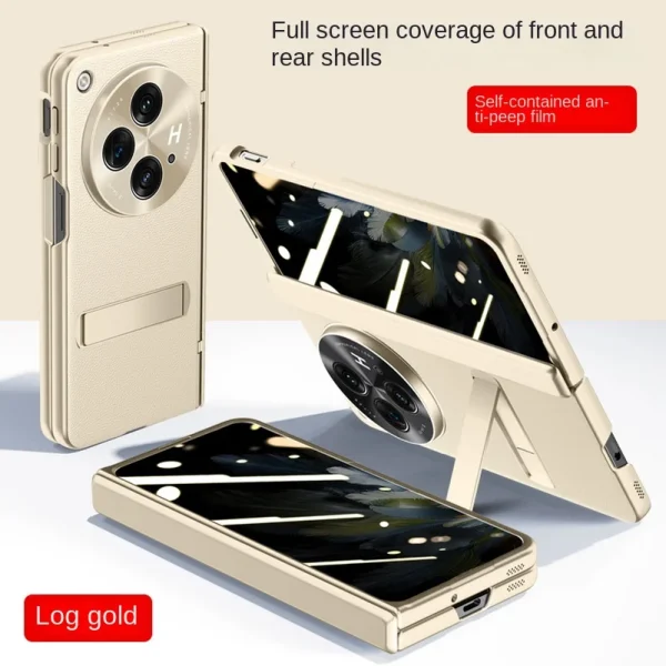With Spring Hinged Privacy Screen Tempered Glass Protector Case For OnePlus Open 1 + Open All-inclusive PU Leather Holder Cover 7