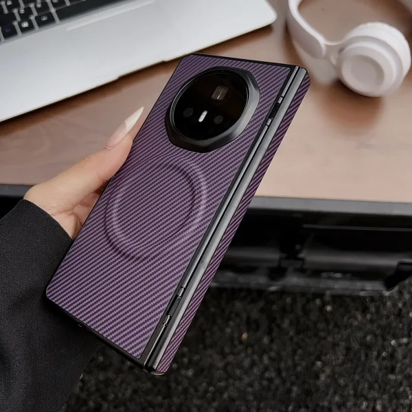 With Reboundable Hinges Carbon Fiber Grain Built-in Thin Magnetic Case For Honor Magic V 5 v5 V3 Slim Camera Protect Cover 9