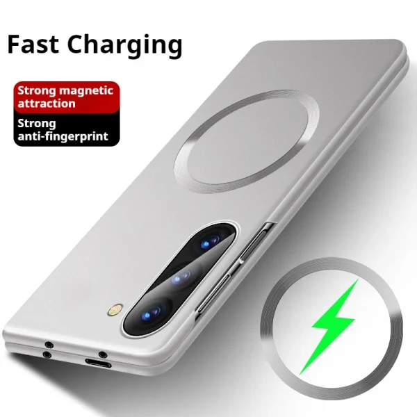 For Magsafe Metal Paint Plating Magnetic Frosted Case For Samsung Z Fold 7 6 5 4 3 ZFlip 7 6 5 4 3 Wireless Charge Slim PC Cover 9
