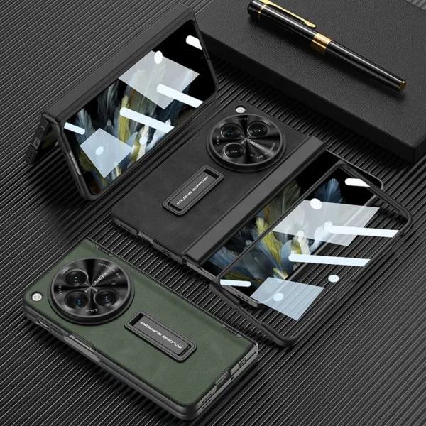 Magnetic Hinge PU Leather Case For Oneplus Open With Front Glass 360 All-included Protective Stand Cover For Oneplus Open Case 2