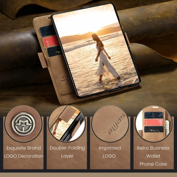 Retor Leather Wallet Case Anti-Drop Flip Case for Samsung Galaxy Z Fold 7 6 5 4 Fold6 Shockproof Phone Cover Cards Holder Bumper 2