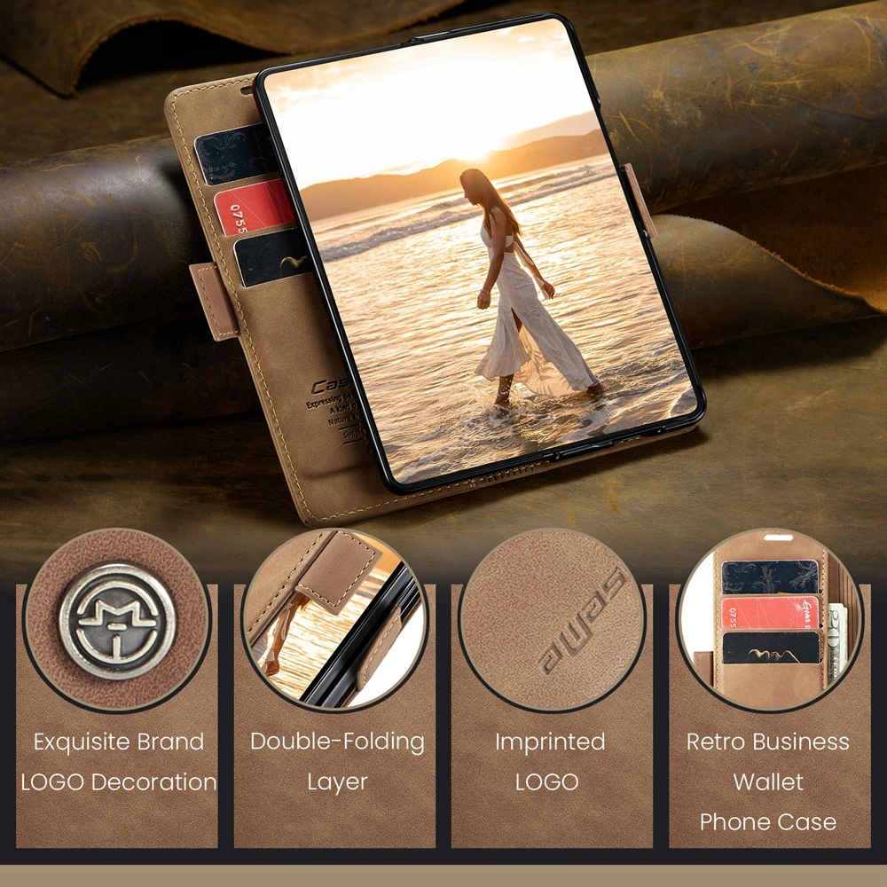 Retor Leather Wallet Case Anti-Drop Flip Case for Samsung Galaxy Z Fold 7 6 5 4 Fold6 Shockproof Phone Cover Cards Holder Bumper 2