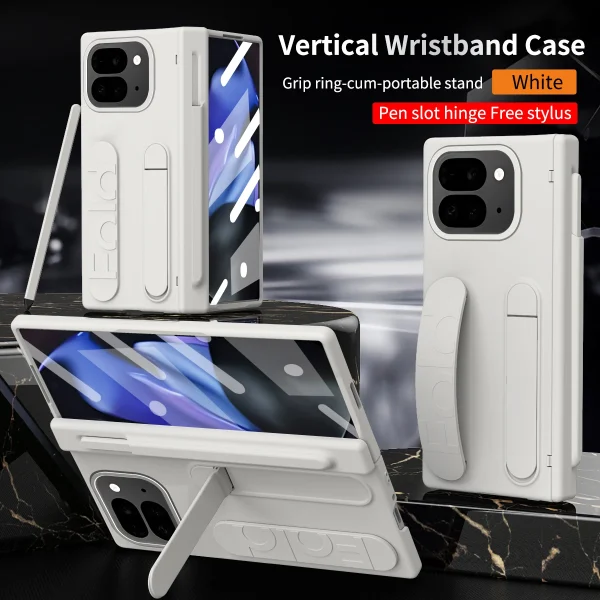 For Google Pixel 9 Pro Fold Swivel 180° Folding Wristband * Stand * Hinge 3-in-1 Full Lens Protection Drop Resistant Phone Case 13