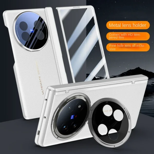 Leather With Privacy Screen Tempered Glass Protector Case For VIVO X Fold 5 x Fold5 Spring Hinged Camera Holder Cover 8
