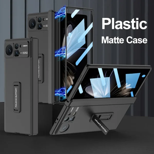 Magnetic Hinge Frosted Leather Stand Case For Xiaomi Mi Mix Fold 2 Fold2 5G Case with Glass Protective Holder Shockproof Cover 9