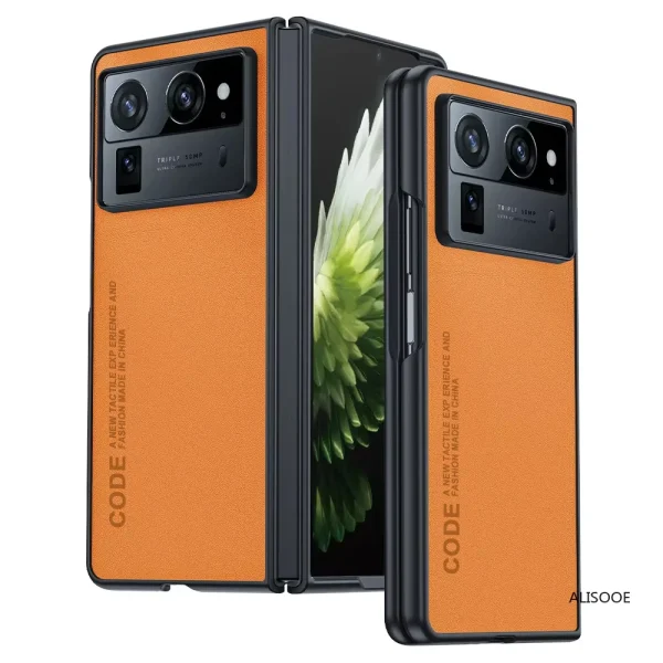 Shockproof Funda For Tecno Phantom V Fold 2 Case Carbon Fiber Texture PU-Leather Phone Cover for Phantom V Fold2 5G Capa 3