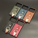 For Tecno Phantom V Fold2 Case Lanyard Luxury Leather Phone Case for Phantom V Fold 2 Wrist Strap Finger Ring Back Cover 6