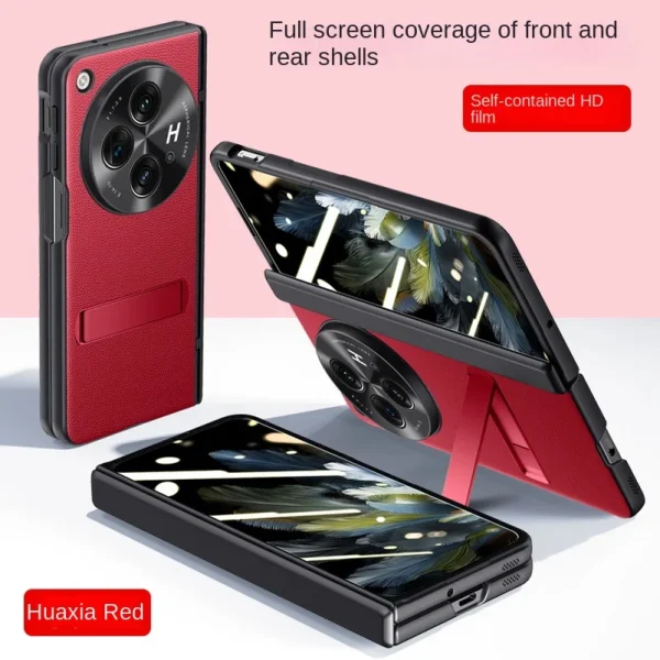 With Spring Hinged Privacy Screen Tempered Glass Protector Case For OnePlus Open 1 + Open All-inclusive PU Leather Holder Cover 8