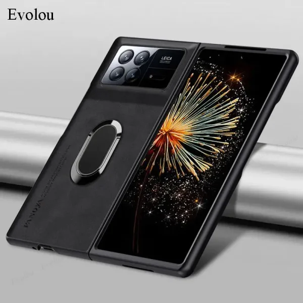 For Xiaomi Mix Fold 3 Sheepskin Leather Magnetic Ring Stand Holder Phone Case For Xiaomi Mix Fold4 2 Matte Lens Protection Cover 10