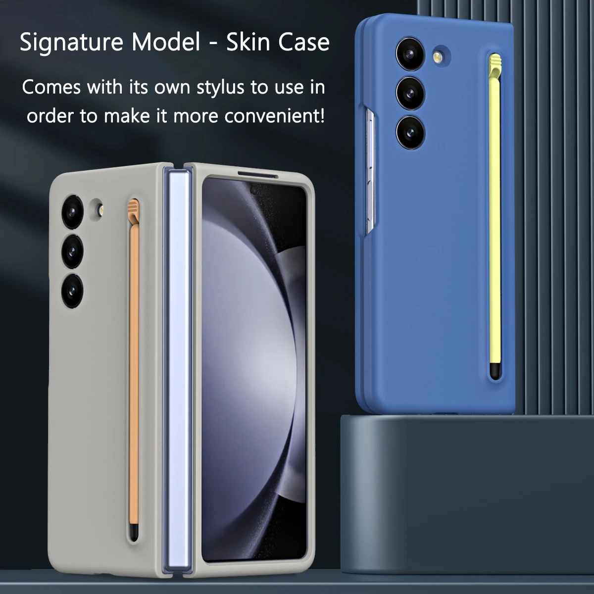 RENGZ With S Pen Silicone Case For Smasung Galaxy Z Fold 7 6 5 4 Pen Slot Shockproof Hard PC Fold5 Fold6 Fold7 Protection Cover 2