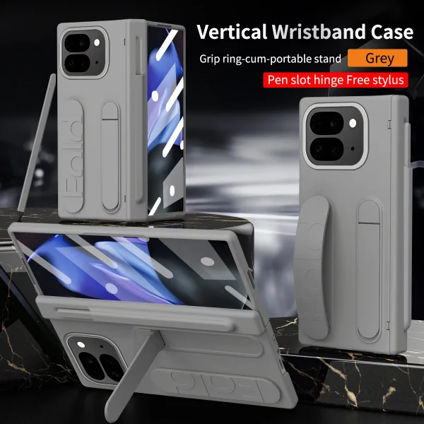 For Google Pixel 9 Pro Fold Swivel 180° Folding Wristband * Stand * Hinge 3-in-1 Full Lens Protection Drop Resistant Phone Case 16